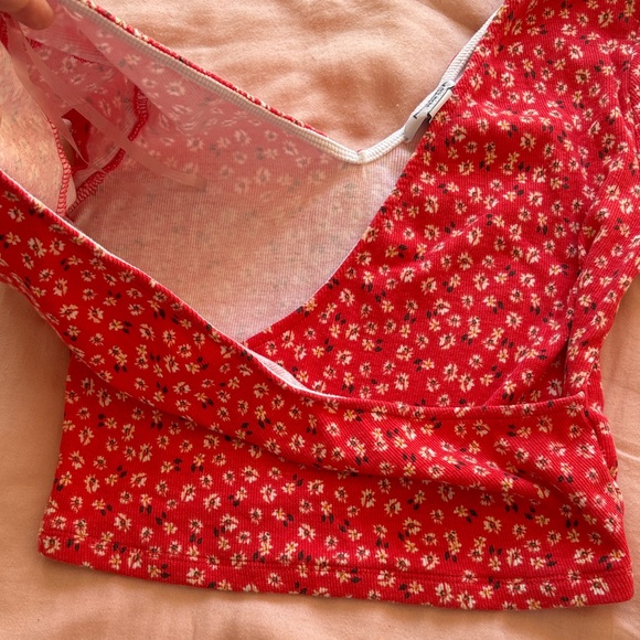 Red Floral Wrap Crop-Top from Arizona Jean Co. - Picture 8 of 8